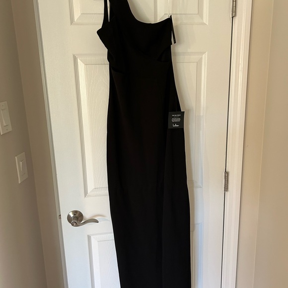NWT Lulus size S Black One-Shoulder Cutout Maxi Dress - Picture 4 of 7